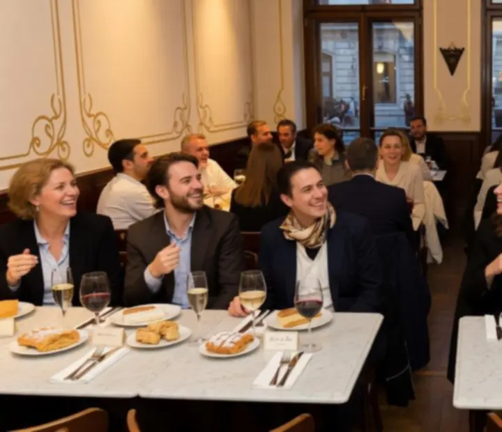 Kollázs jellegű fotó egy budapesti kávézó eseményeiről: brunch, borkóstoló és esti klubhangulat.