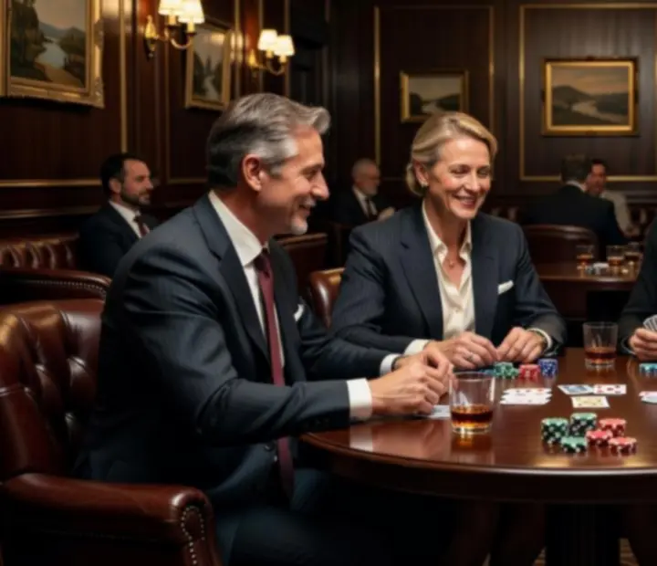 Baráti társaság kártyázik egy hangulatos budapesti bistro emeleti kártyaszobájában.